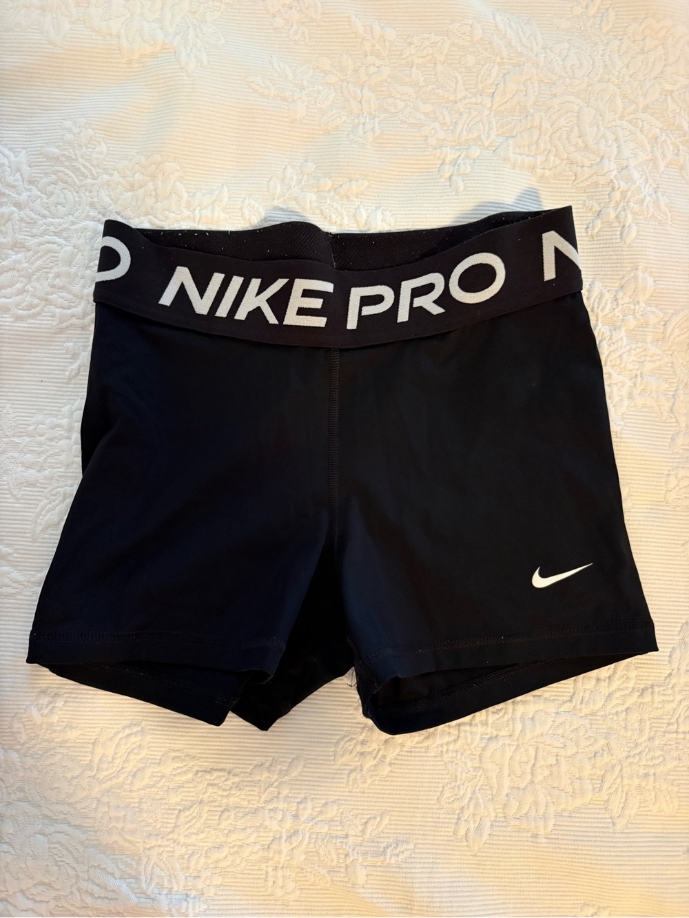 Nike Black Pro Compression Bike Shorts with White Swoosh